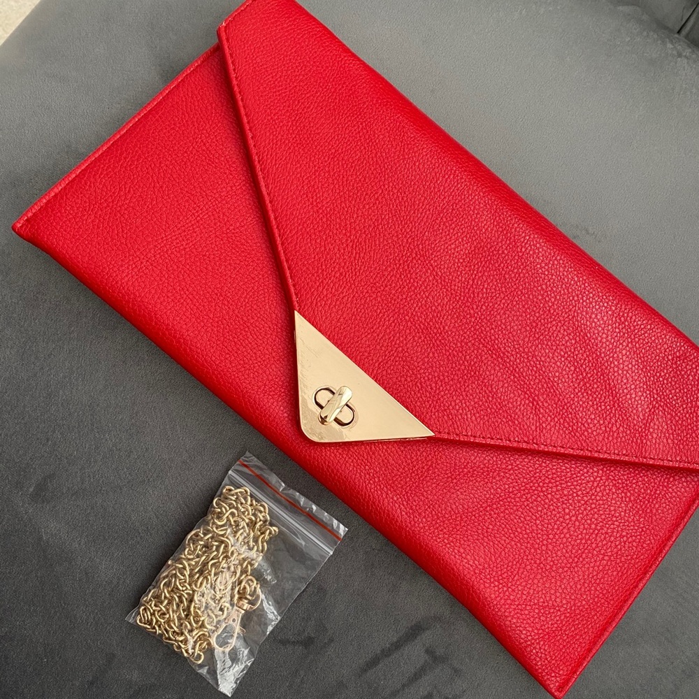 Red leather envelope clutch